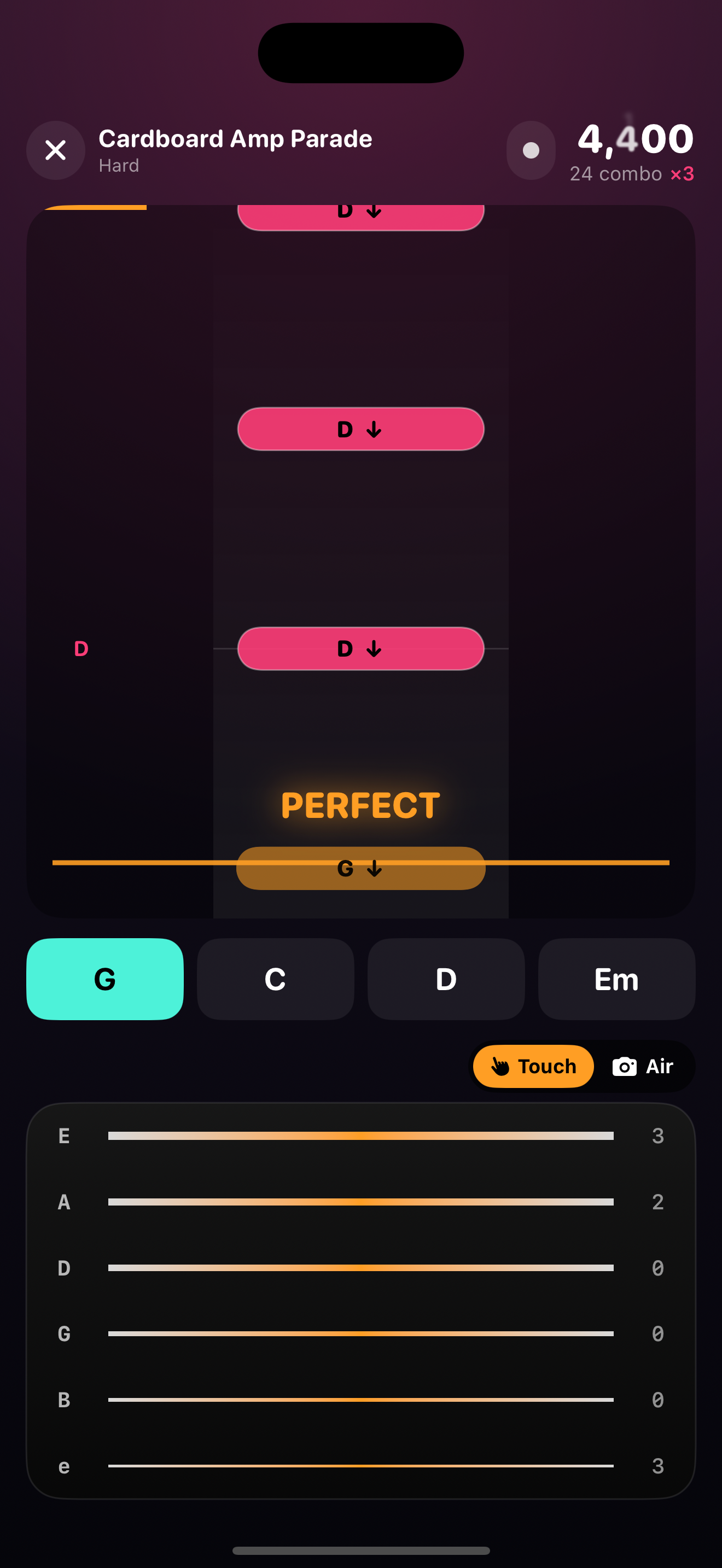 Airkestra song mode with falling chords